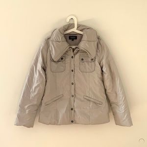 Down Blend Winter Puffy Jacket Grey Cream Metallic